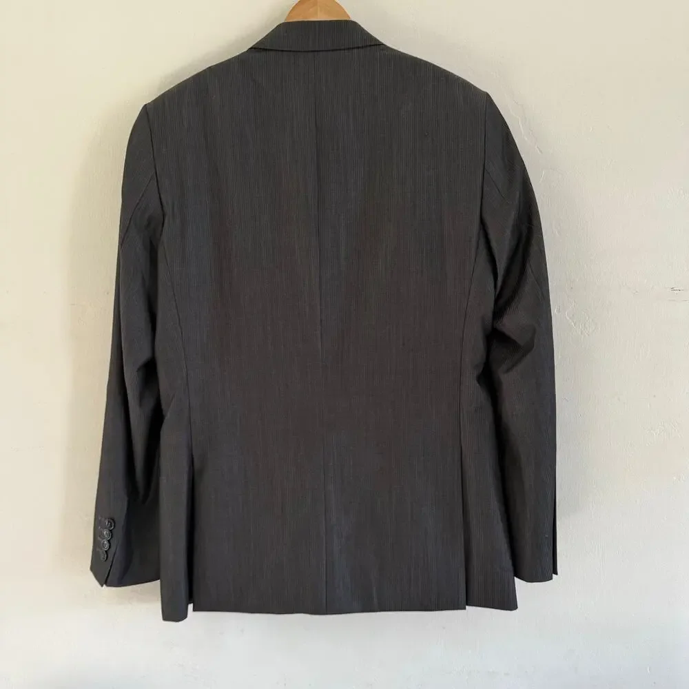 Versace Collection Sport Coat Blazer 100% Wool Dark Gray Light Pinstripe Size 50